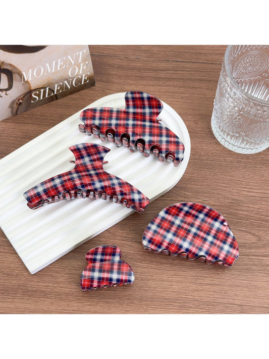 Beau - Plaid Color Block Hair Claw Clip