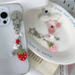 Keypus - Strawberry Beaded Button Style Bag Charm Keychain