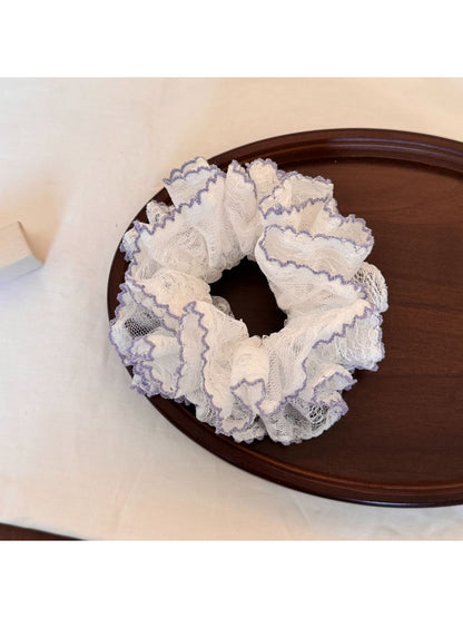 Gifty - Double Layer Lace Trim Polyester Scrunchie