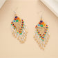 Earedge - Floral Tassel Drop Earrings