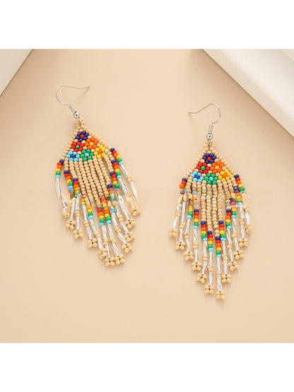 Earedge - Floral Tassel Drop Earrings