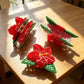 Beau - Red Floral Shape Acetate Claw Clip