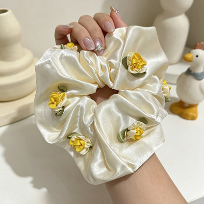 Gifty - Glossy Flower Accent Polyester Scrunchie
