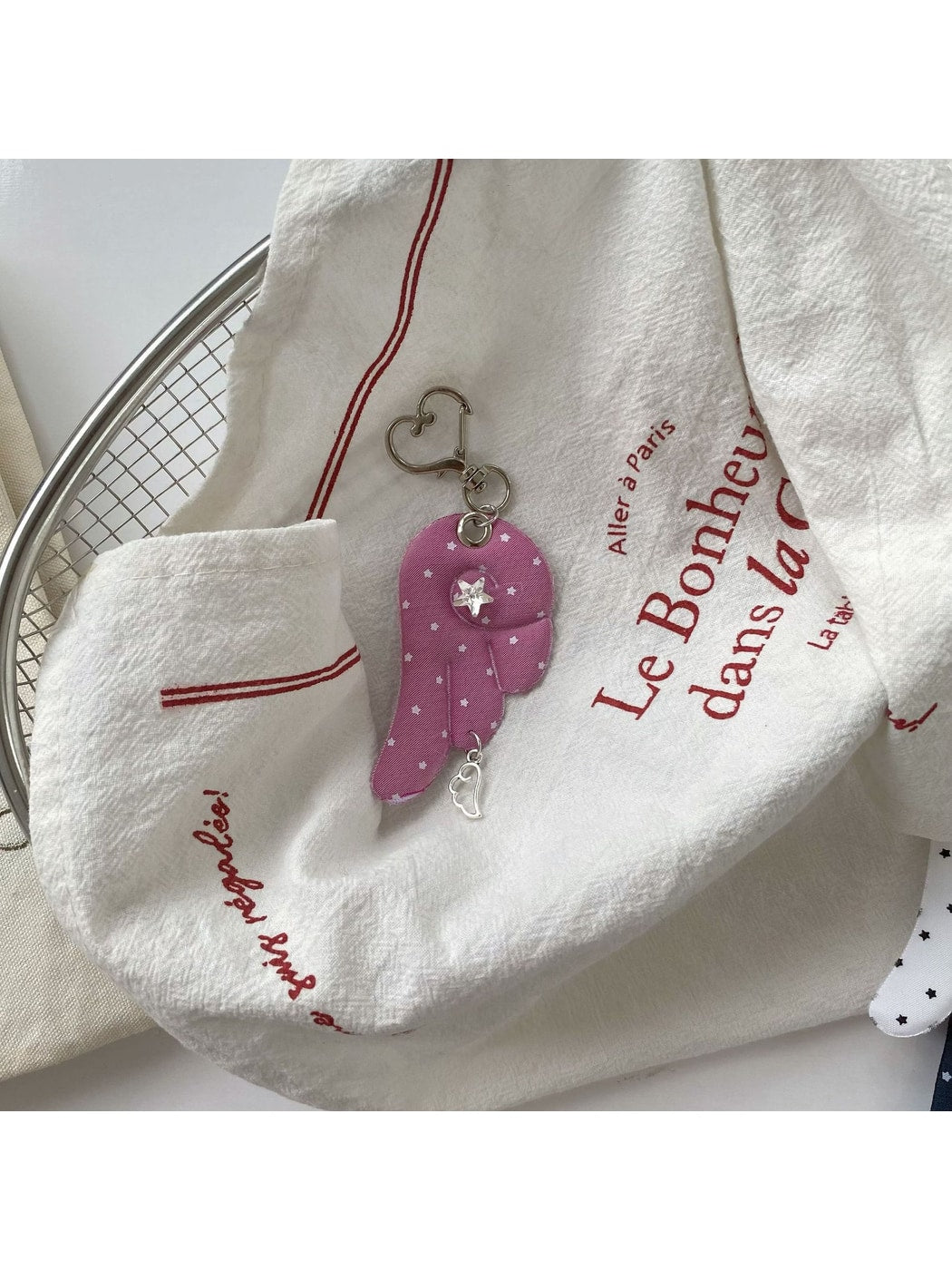 Keypus - Retro Polka Dot Wing Bag Charm Keychain