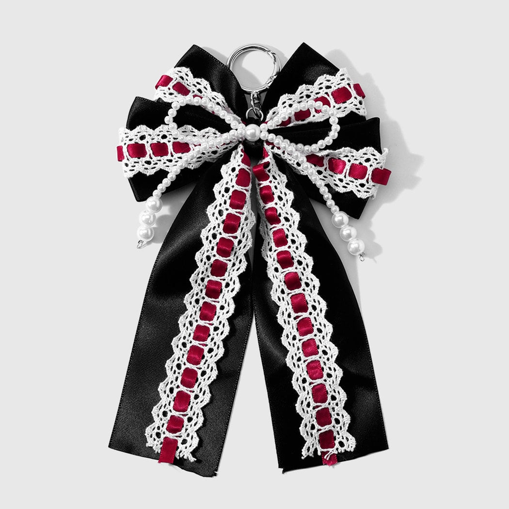 Keypus - Vintage Y2K Lace and Bead Bow Keychain