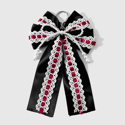 Keypus - Vintage Y2K Lace and Bead Bow Keychain