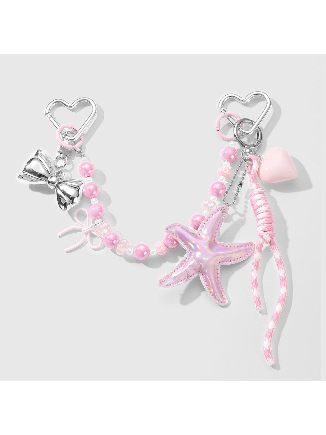 Keypus - Y2K Beaded Bow and Heart Keychain Bag Charm