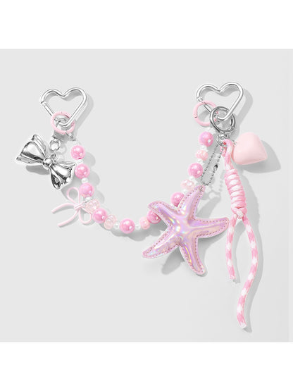 Keypus - Y2K Beaded Bow and Heart Keychain Bag Charm
