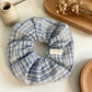 Gifty - Elegant Blue Plaid Lace Scrunchie