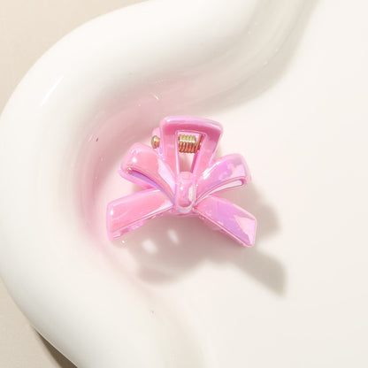 Beau - Glossy Plastic Bow Detail Side Hair Claw Clip