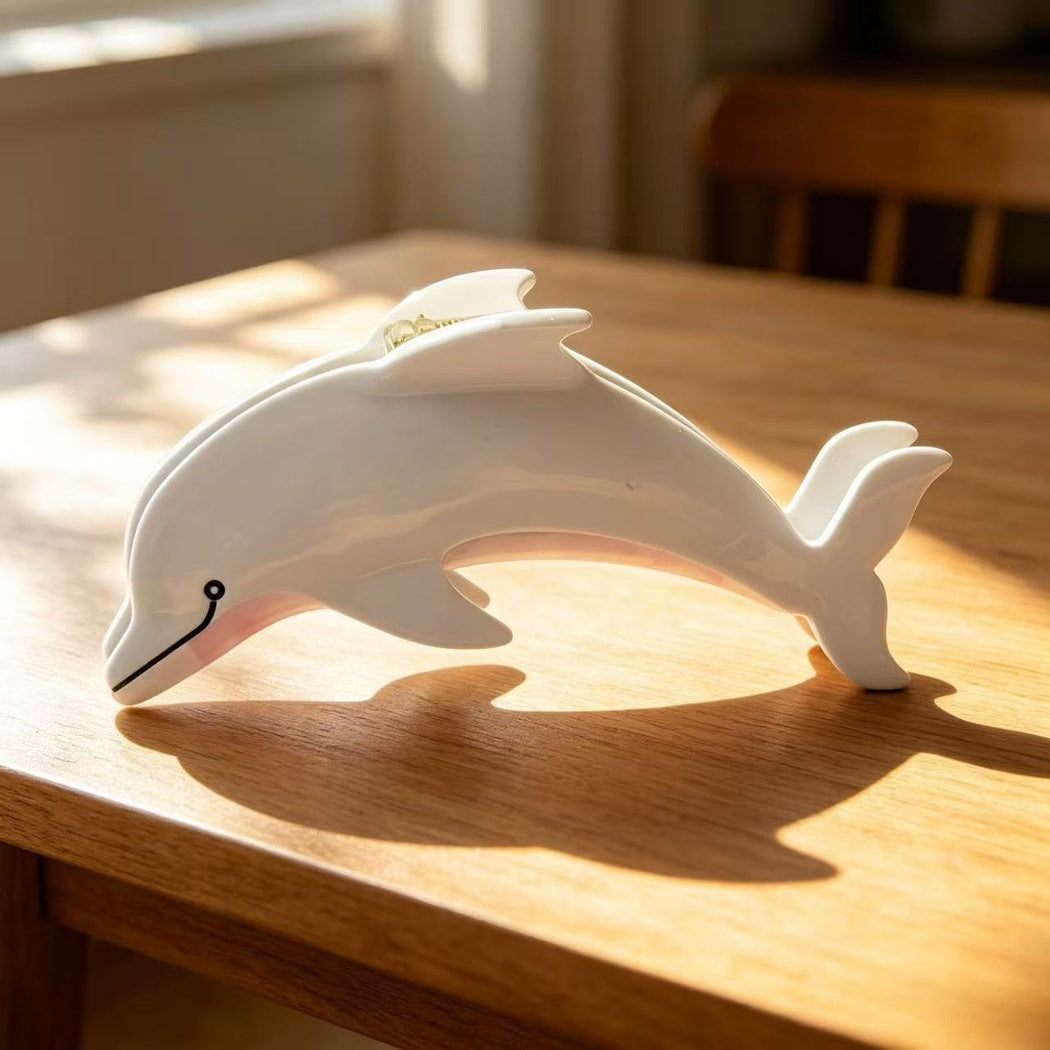 Beau - Glossy Dolphin Shape Acetate Claw Clip