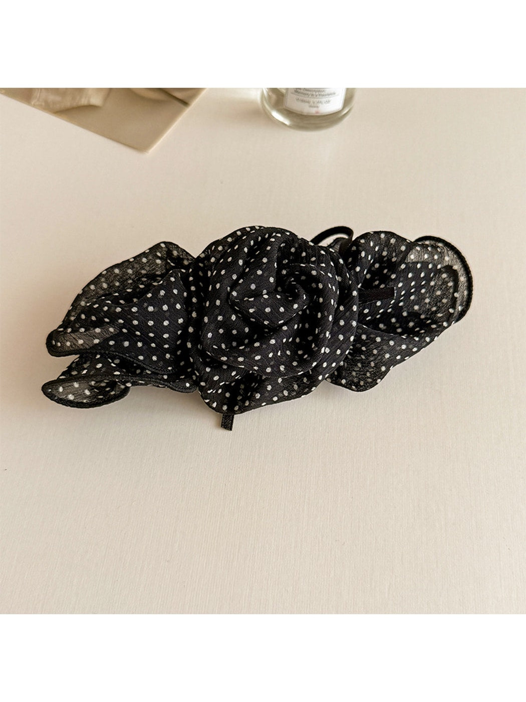 Beau - Polka Dot Rose Mesh Spring Hair Clip