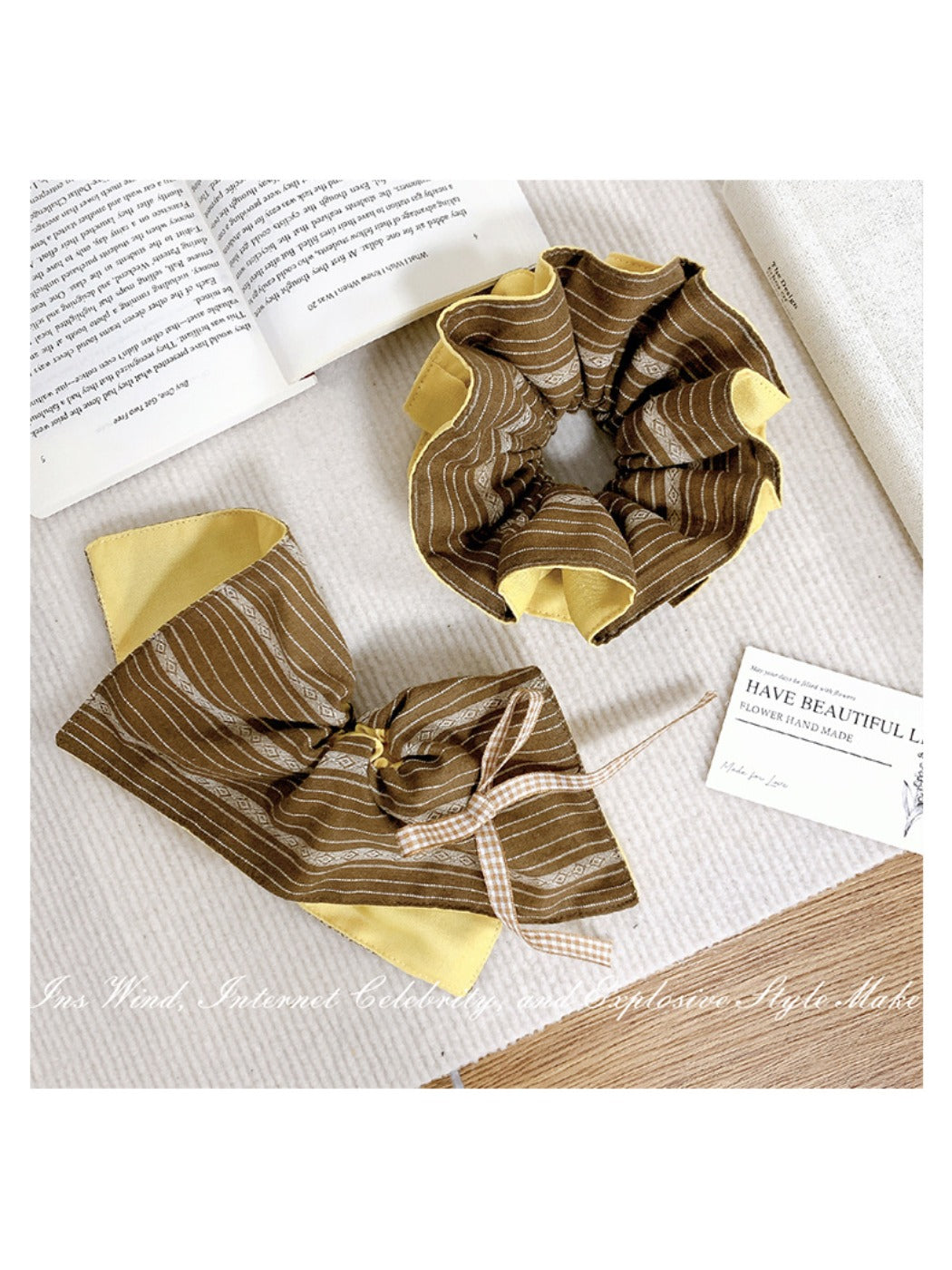 Gifty - Yellow Coffee Striped Hair Ring