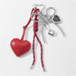 Keypus - Faux Leather Heart and Beaded Bow Charm Keychain
