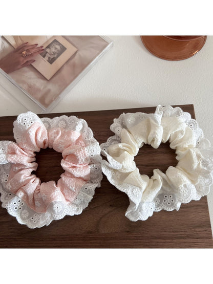 Gifty - Sweet Small Floral Lace Trim Scrunchie