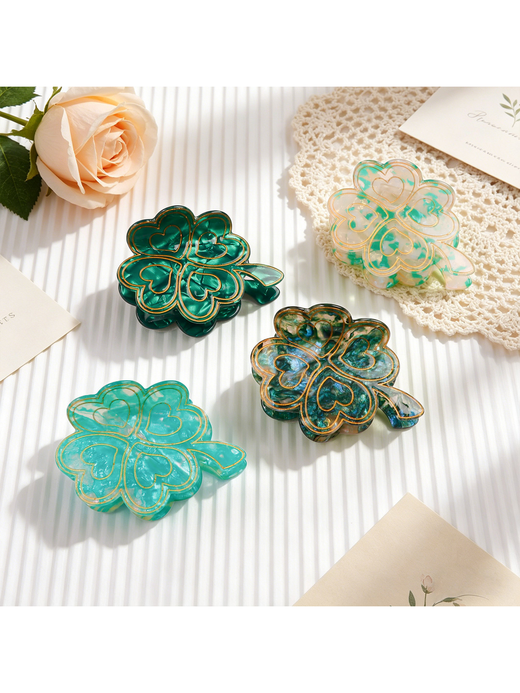 Beau - Glossy Four Leaf Clover Hair Claw Clip