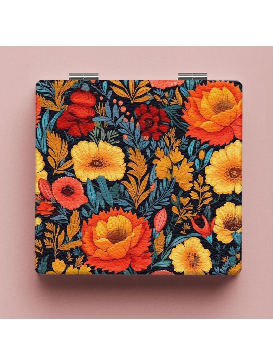 Mirroray - Bright Floral Print Foldable Portable Makeup Mirror