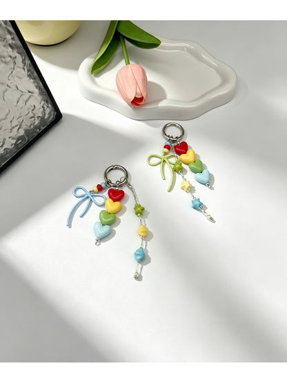 Keypus - Acrylic Heart and Bow Charm Chain Keychain