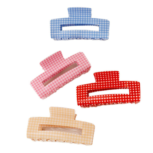Beau - Plaid Hollow Rectangle Claw Clip