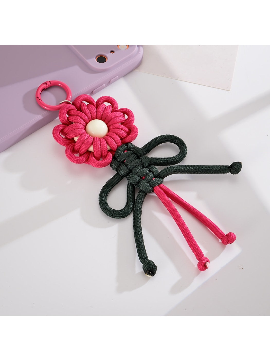 Keypus - Nylon and Alloy Floral Hanging Charm Keychain