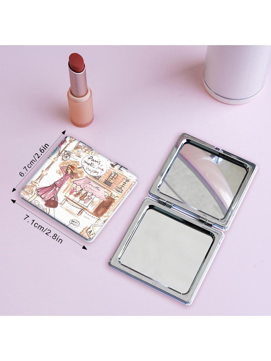 Mirroray - Cartoon Style Travel Theme Makeup Mirror