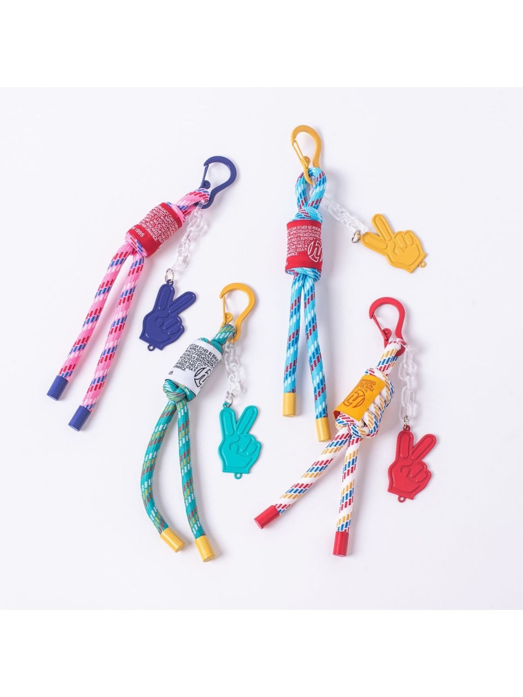 Colorful retractable cord keychain with a round key fob and attached keys
