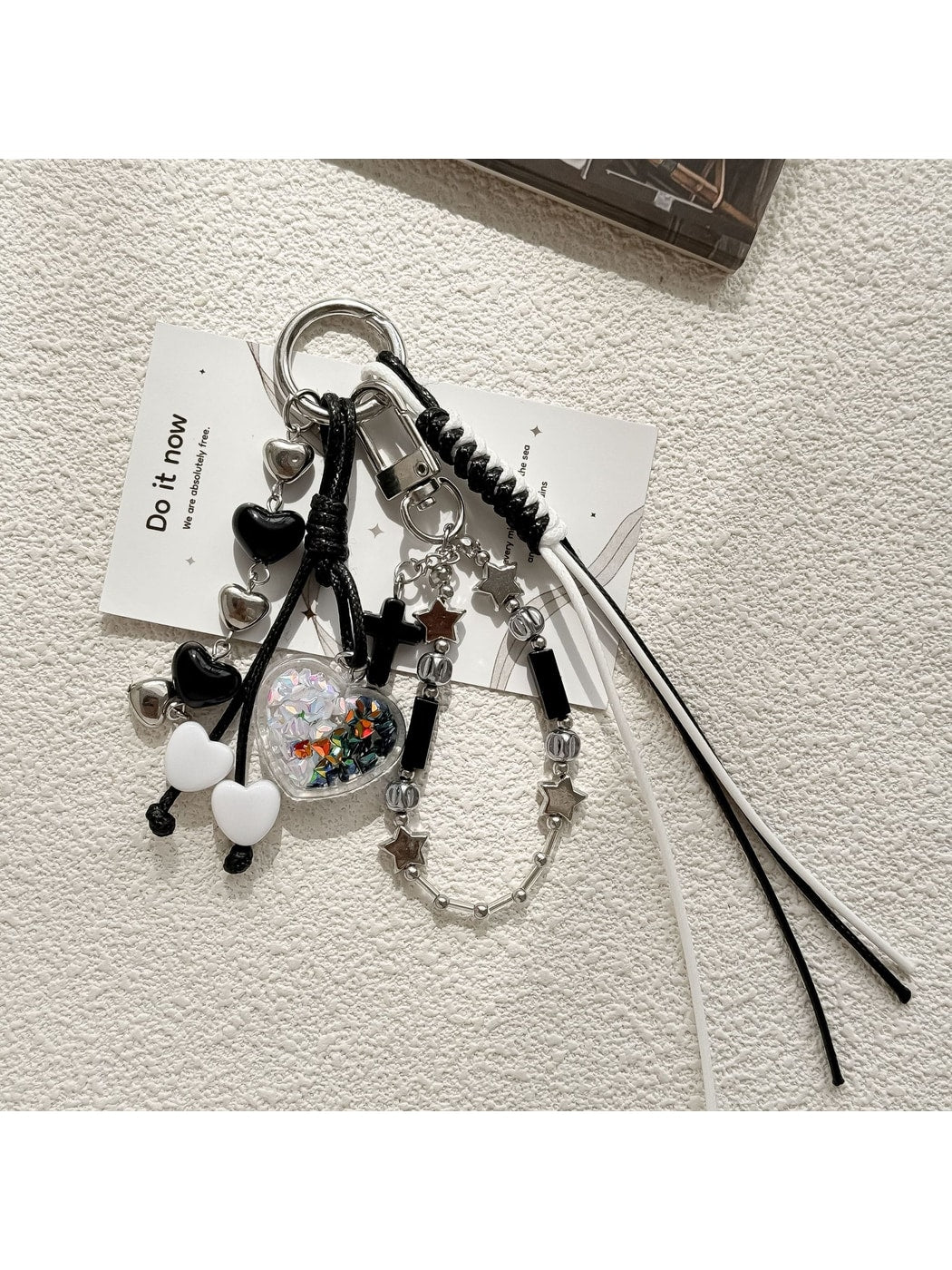 Keypus - Beaded Woven Heart Bag Charm Keychain