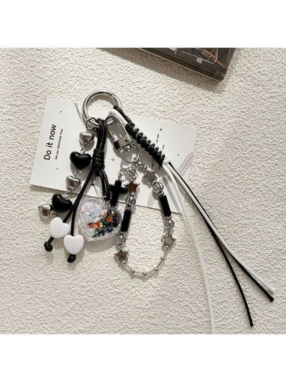Keypus - Beaded Woven Heart Bag Charm Keychain