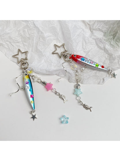 Keypus - Segmented Beaded Look Fish Bag Charm Keychain