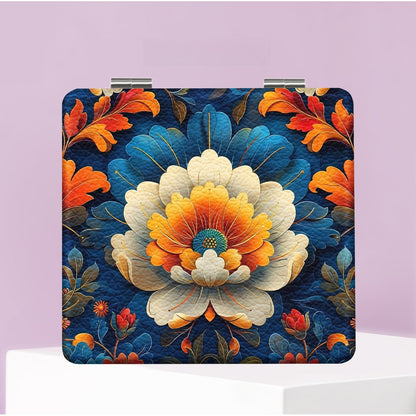 Mirroray - Portable PU and Glass Floral Makeup Mirror