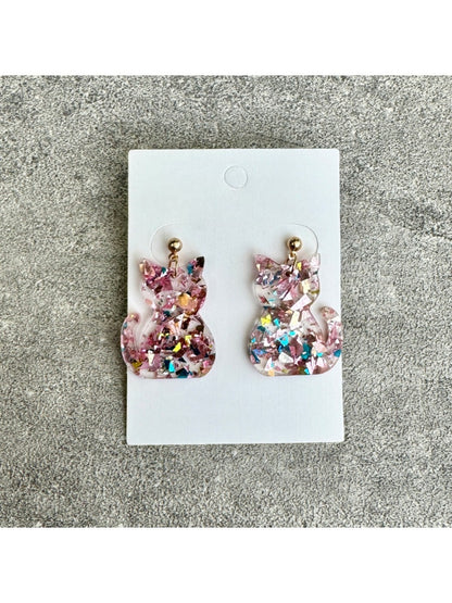 Earedge - Cat-Shaped Glitter Sequin Earrings