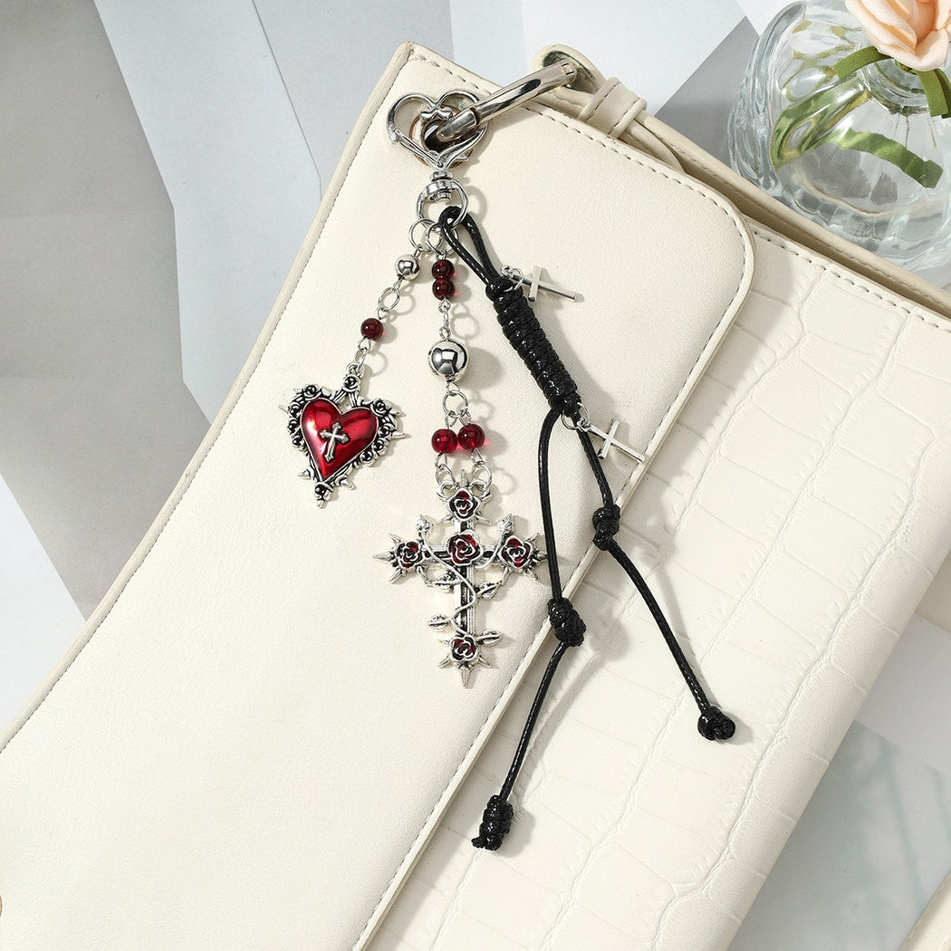 Keypus - Halloween Thorn Rose Skull Cross Keychain