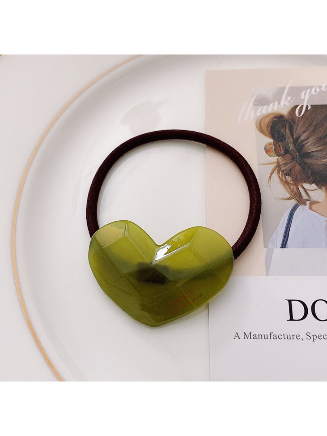 Gifty - Candy Color Heart Acetate Hair Ties Ponytail