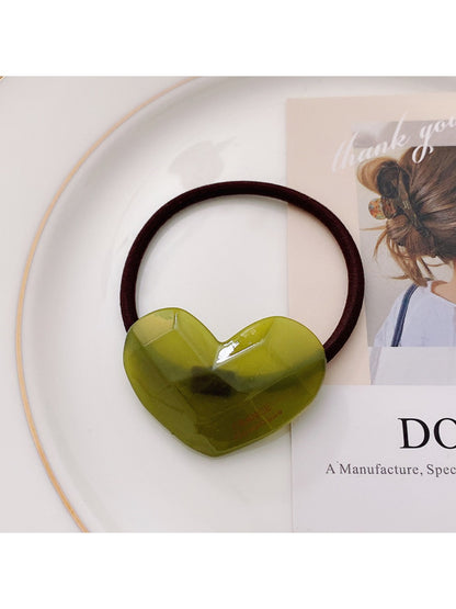 Gifty - Candy Color Heart Acetate Hair Ties Ponytail