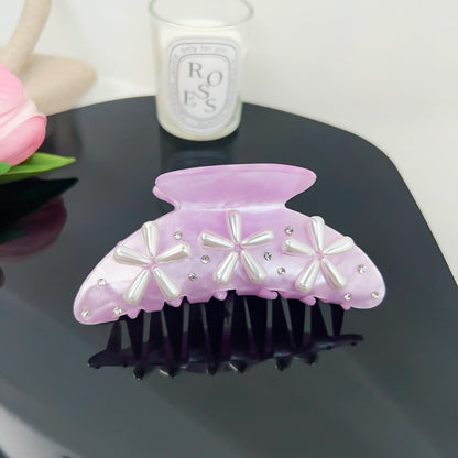 Beau - Purple Flower Embellished Curved Claw Clip