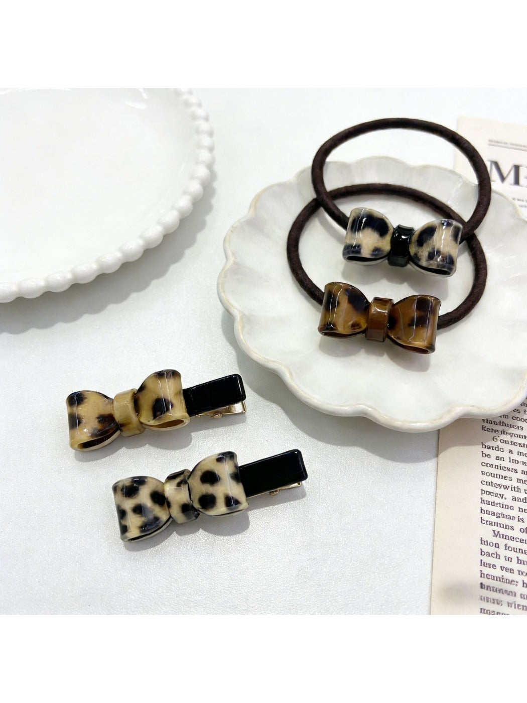 Gifty - Leopard Print Bow Hair Clip Hair Tie