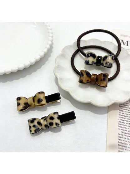 Gifty - Leopard Print Bow Hair Clip Hair Tie