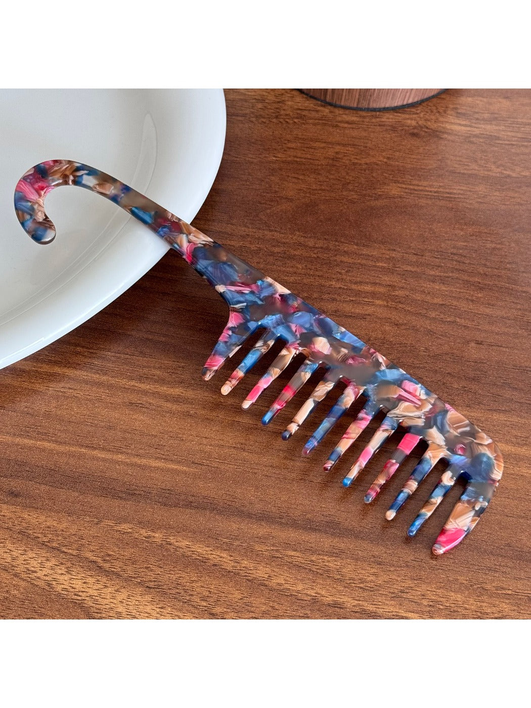 Minimalist Acetate Hair Comb with Hook Portable Long Comb for Travel