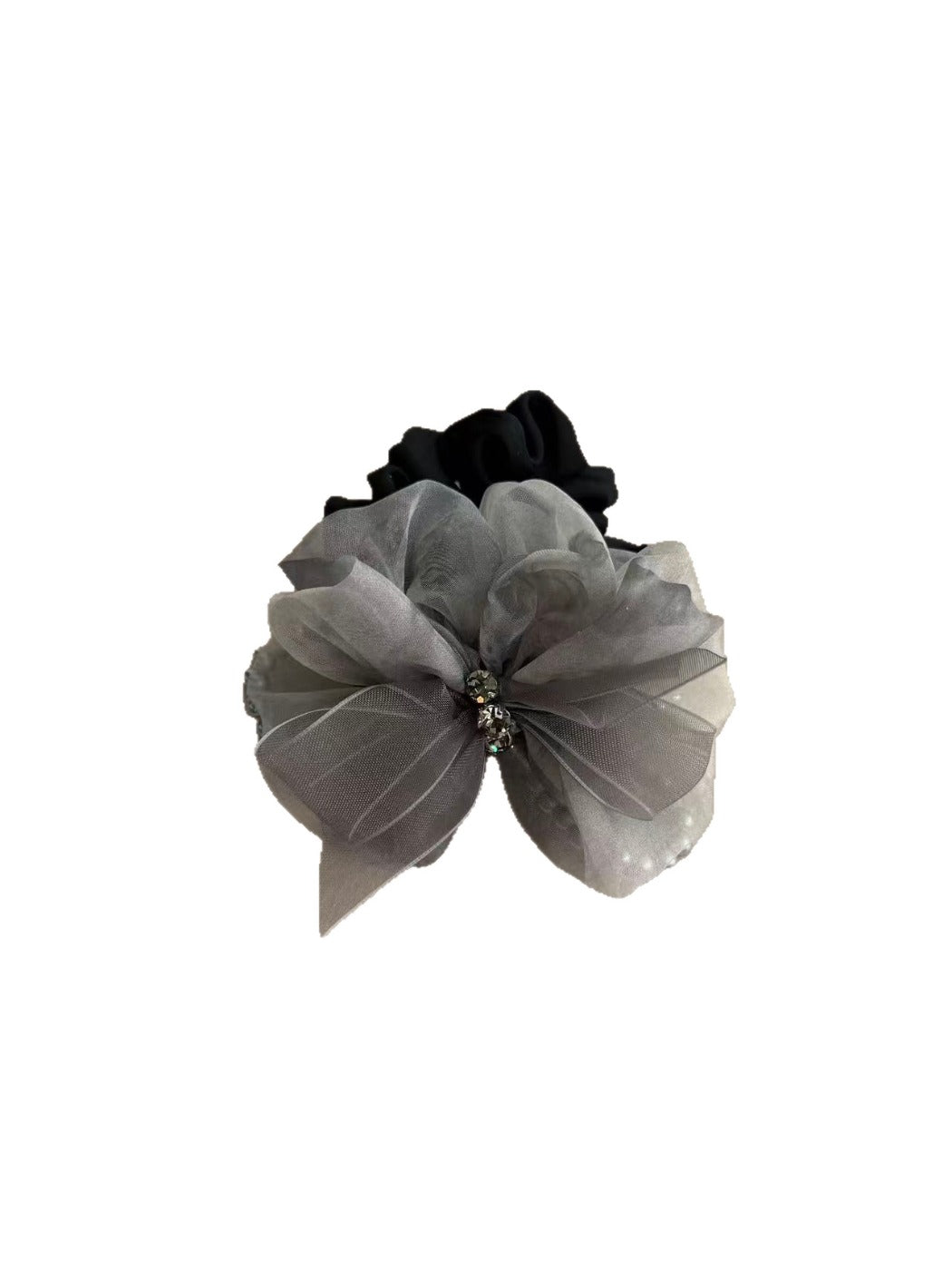 Gifty - Gray Layered Bow Mesh Look Ponytail Hair Tie