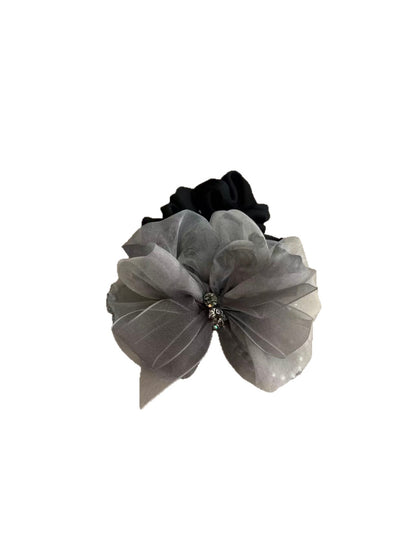 Gifty - Gray Layered Bow Mesh Look Ponytail Hair Tie