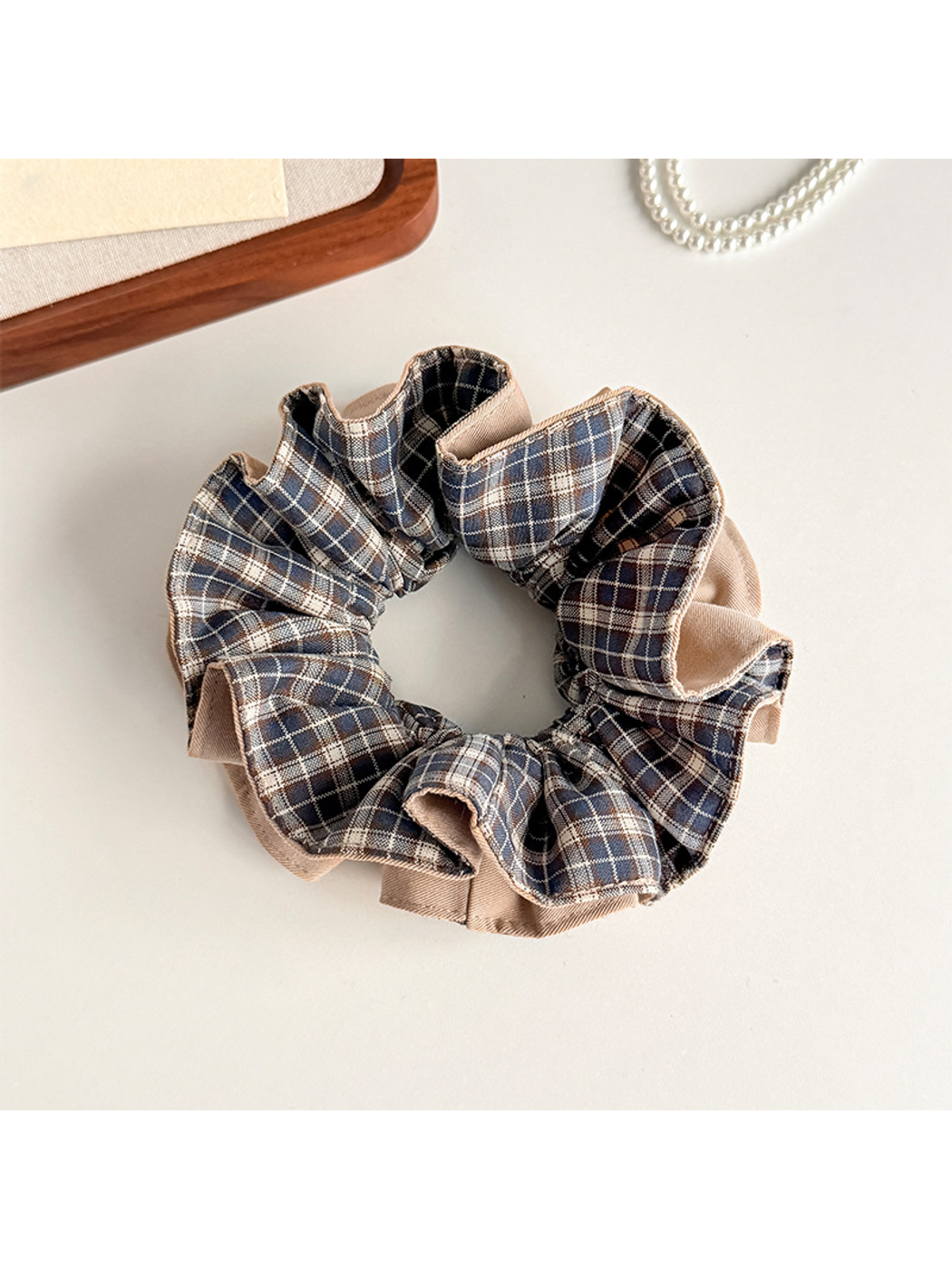 Gifty - Plaid Patchwork Contrast Hair Scrunchie