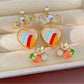 Earedge - Vintage Enamel Strawberry and Heart Stud Earrings