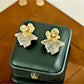 Earedge - Gold Ruffled Floral Stud Earrings