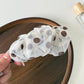 Beau - White Polka Dot Mesh Banana Clip
