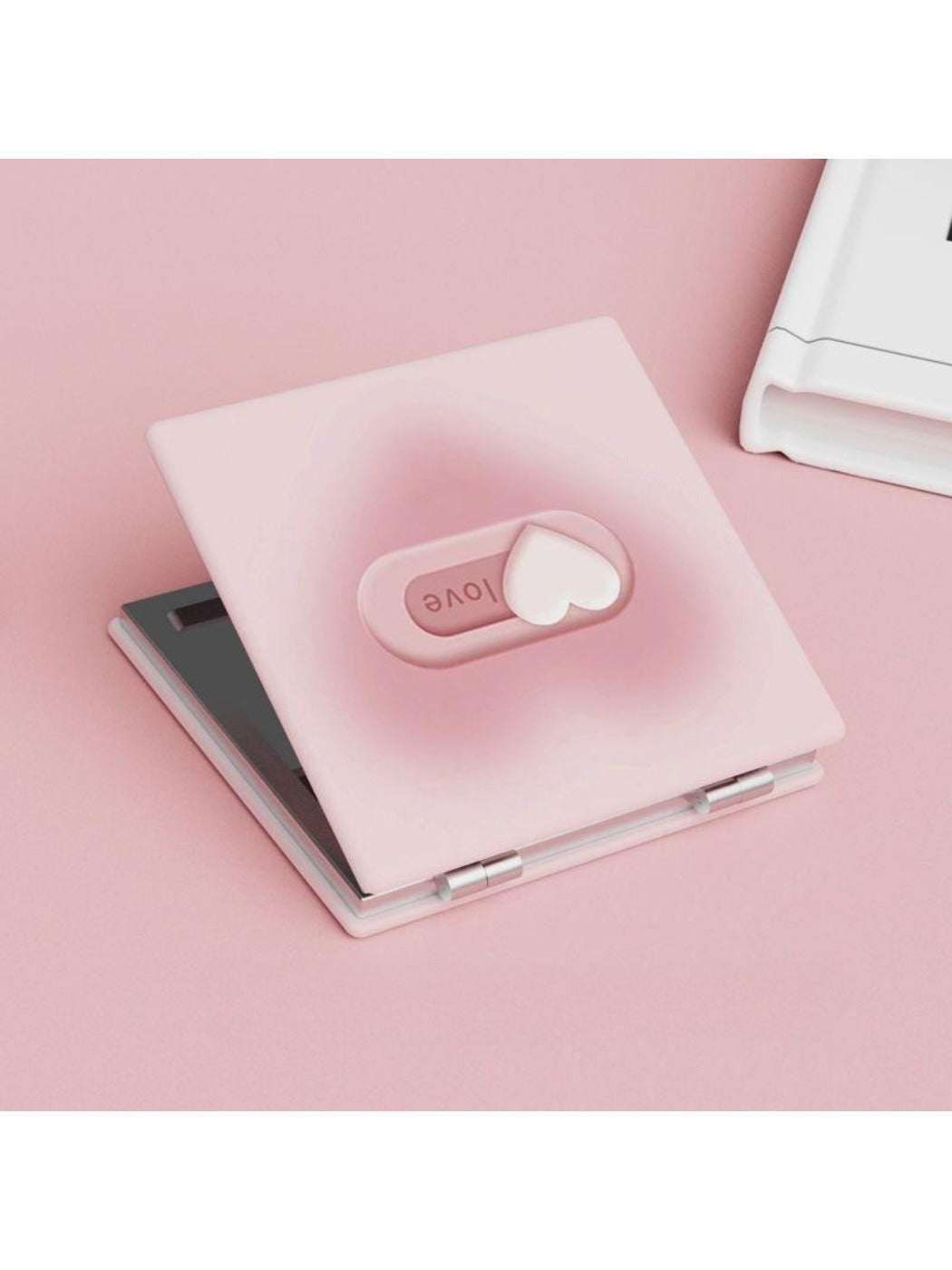 Mirroray - Pink Heart Pattern Square Makeup Mirror