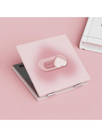 Mirroray - Pink Heart Pattern Square Makeup Mirror