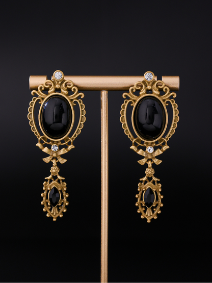 Earedge - Ornate Bow Detail Alloy Stud Earrings