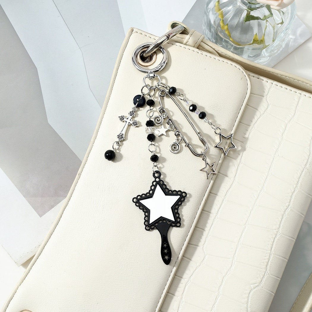 Keypus - Y2K Style Cross and Star Mirror Keychain