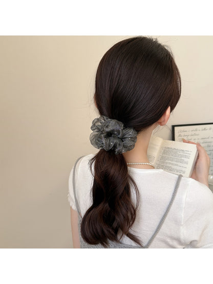 Gifty - Ruffled Mesh Polka Dot High Elastic Scrunchie