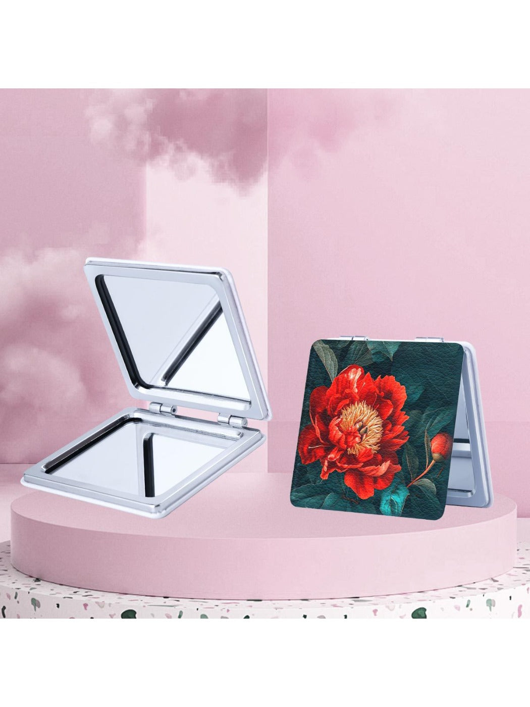 Mirroray - Portable Mirror with Floral Print
